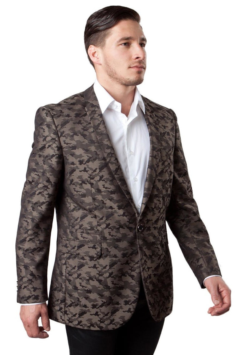 Men's Camo Sport Coat in Brown by Tazio SuITS