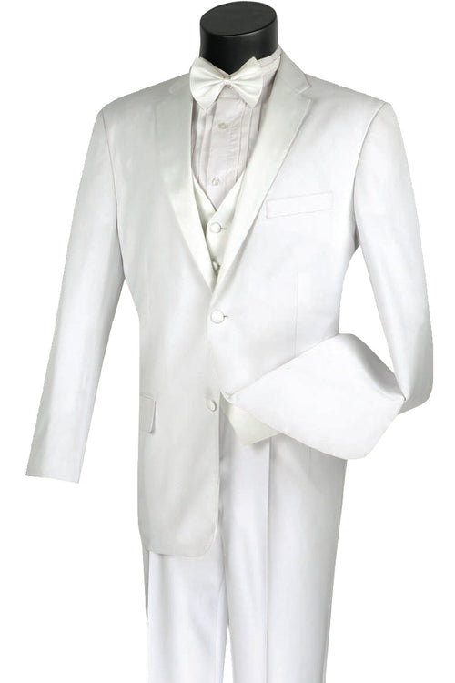 Mens Vested 2 Button Classic Tuxedo in Black by Vinci