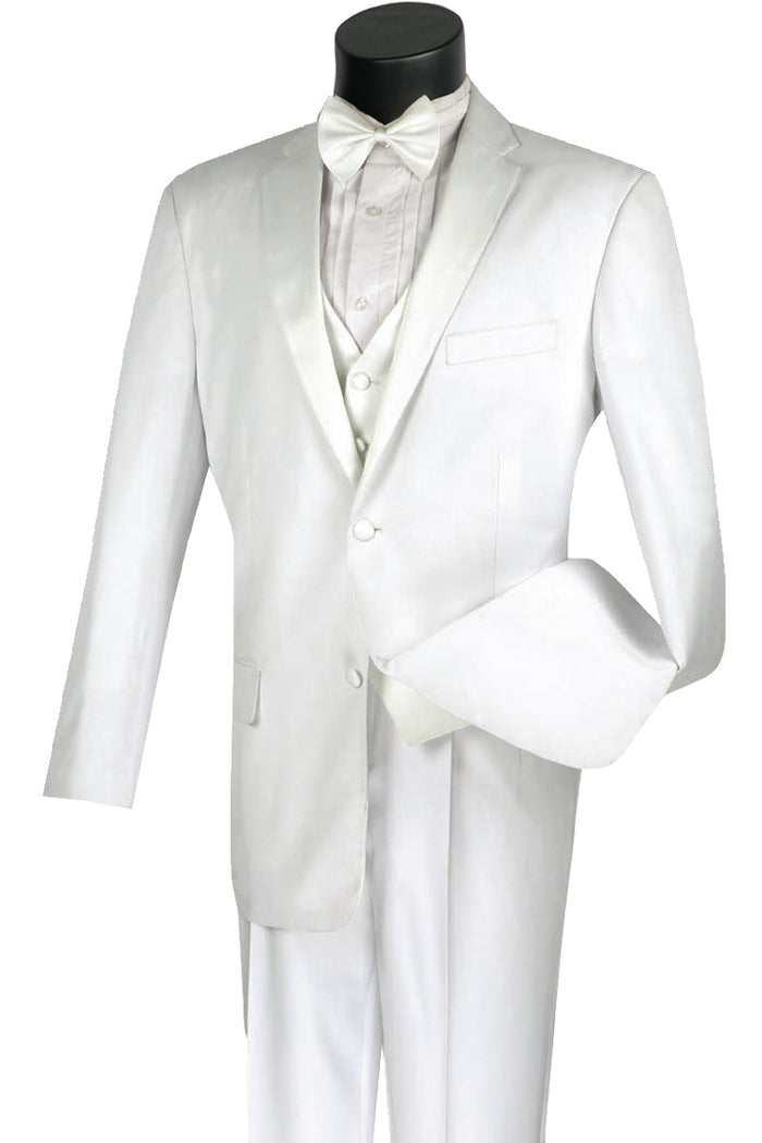 Mens Vested 2 Button Classic Tuxedo in Black by Vinci