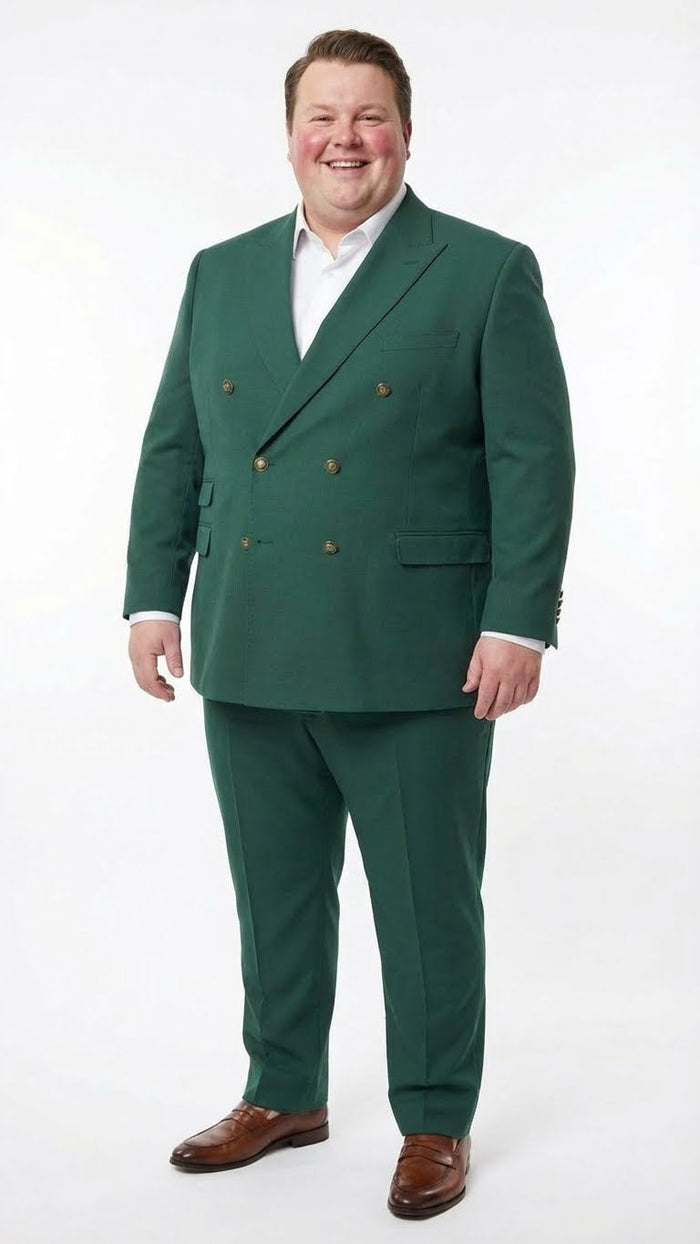 Vitali Brand Men’s Emerald Green Double Breasted Suit - Modern Fit Side Vented by USA Men's Outlet