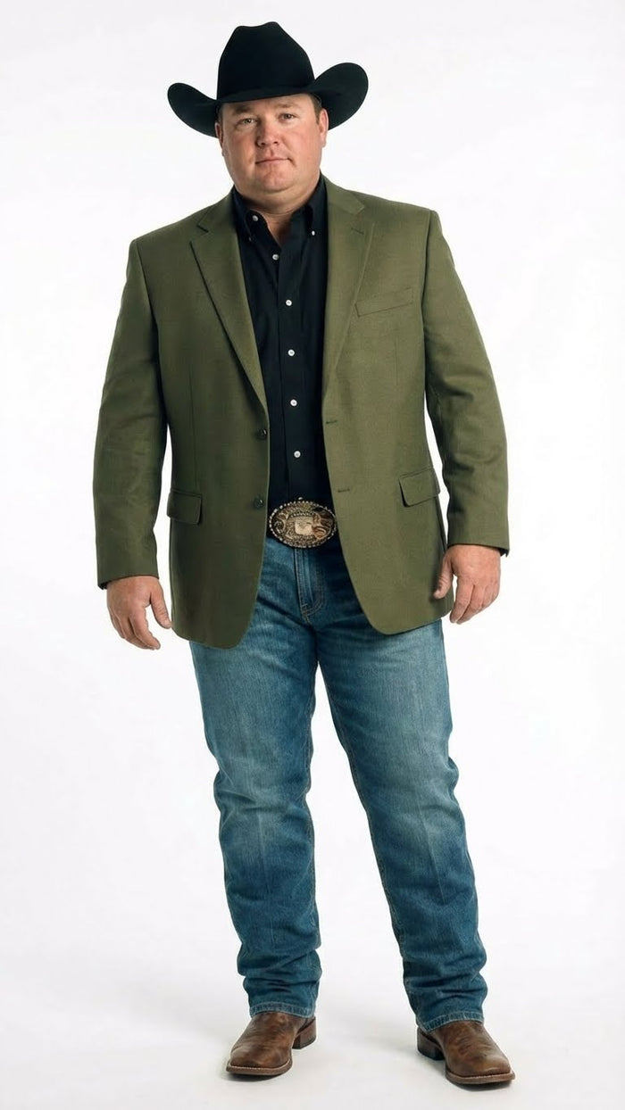 Saco Vaquero Men’s Olive Green Western Blazer Jacket, Classic Cowboy Style Sport Coat for Casual Formal Wear with Jeans - Cowboy Accessories