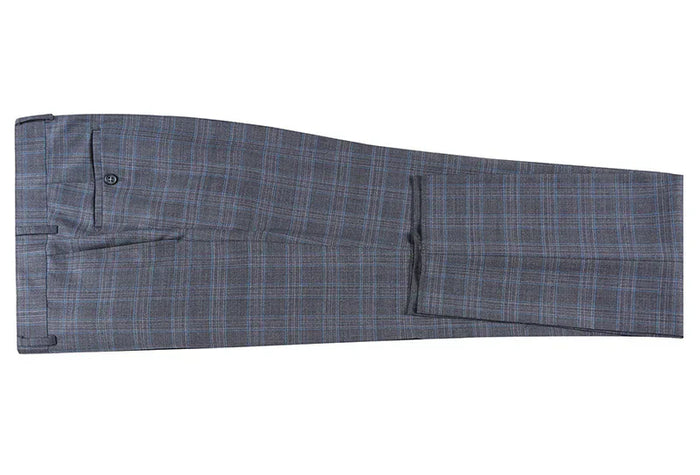 English Laundry 2-Piece Gray Plaid Wool Blend Slim Fit Dress Suit