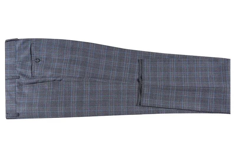 English Laundry 2-Piece Gray Plaid Wool Blend Slim Fit Dress Suit