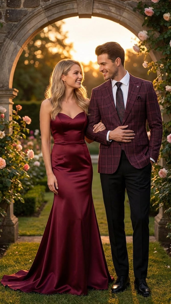 Men’s Burgundy Check Blazer - Windowpane Plaid blazer in Maroon Wine Color USA Men's Outlet