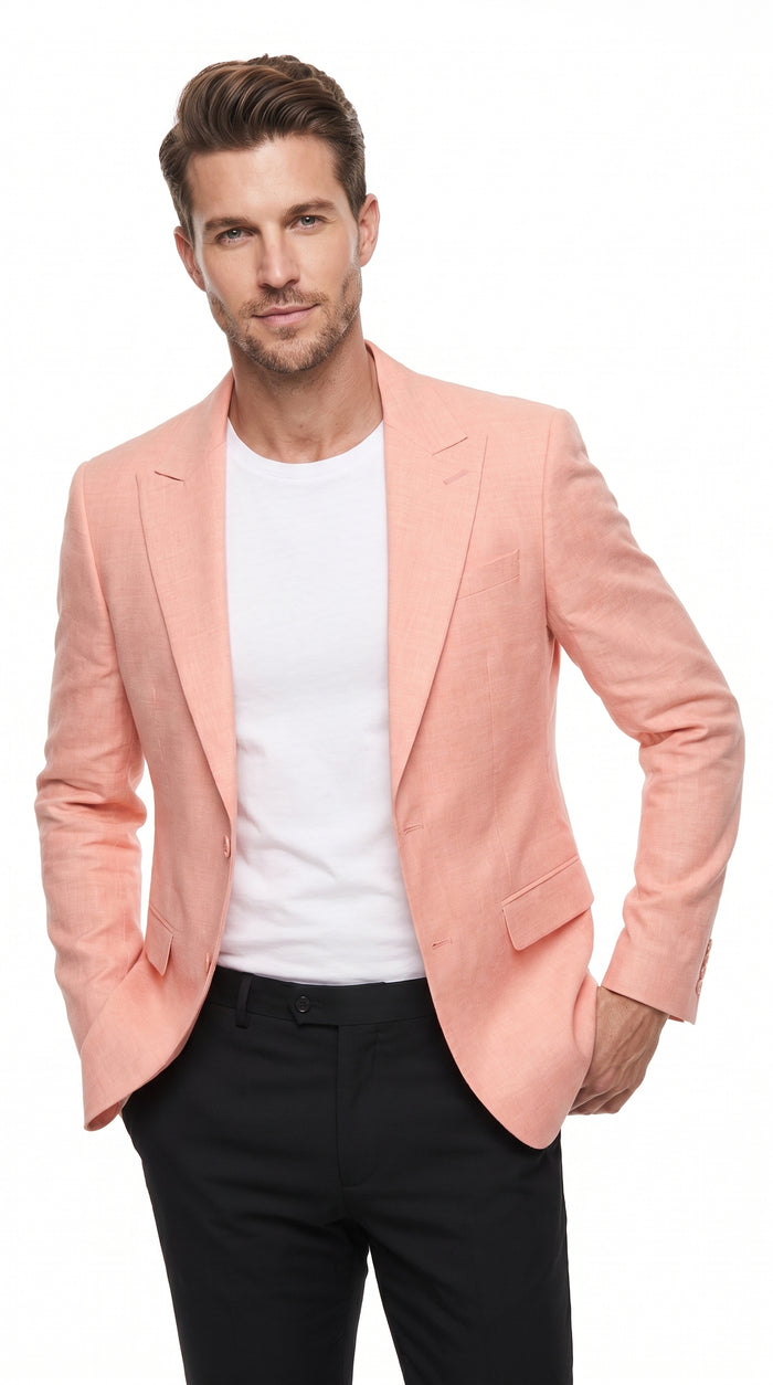 Men’s Peach Blazer – Modern Fit Wedding, Summer, Business Casual & Smart Casual Sport Coat