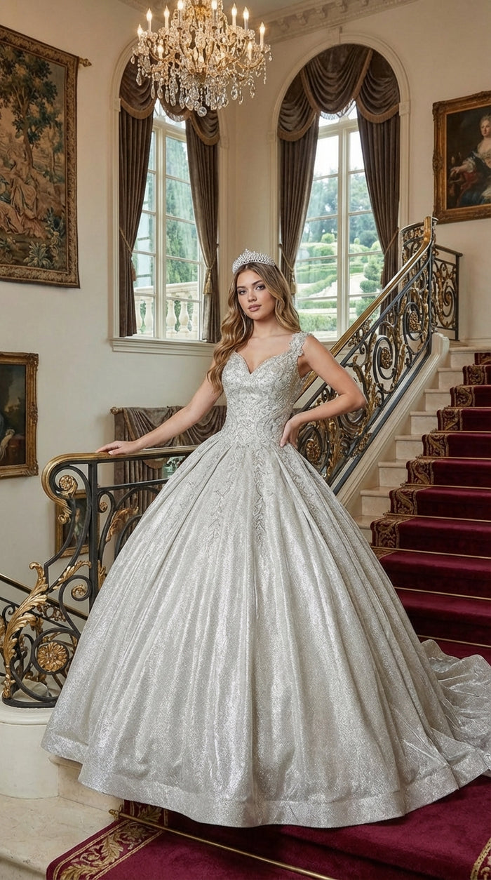 Quinceanera Dress Ball Gown Off The Shoulder Glitter & Plus Size LK178