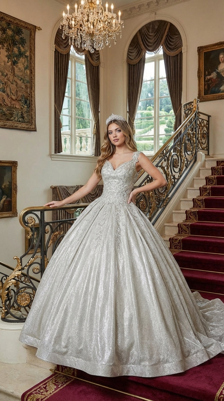 Quinceanera Dress Ball Gown Off The Shoulder Glitter & Plus Size LK178