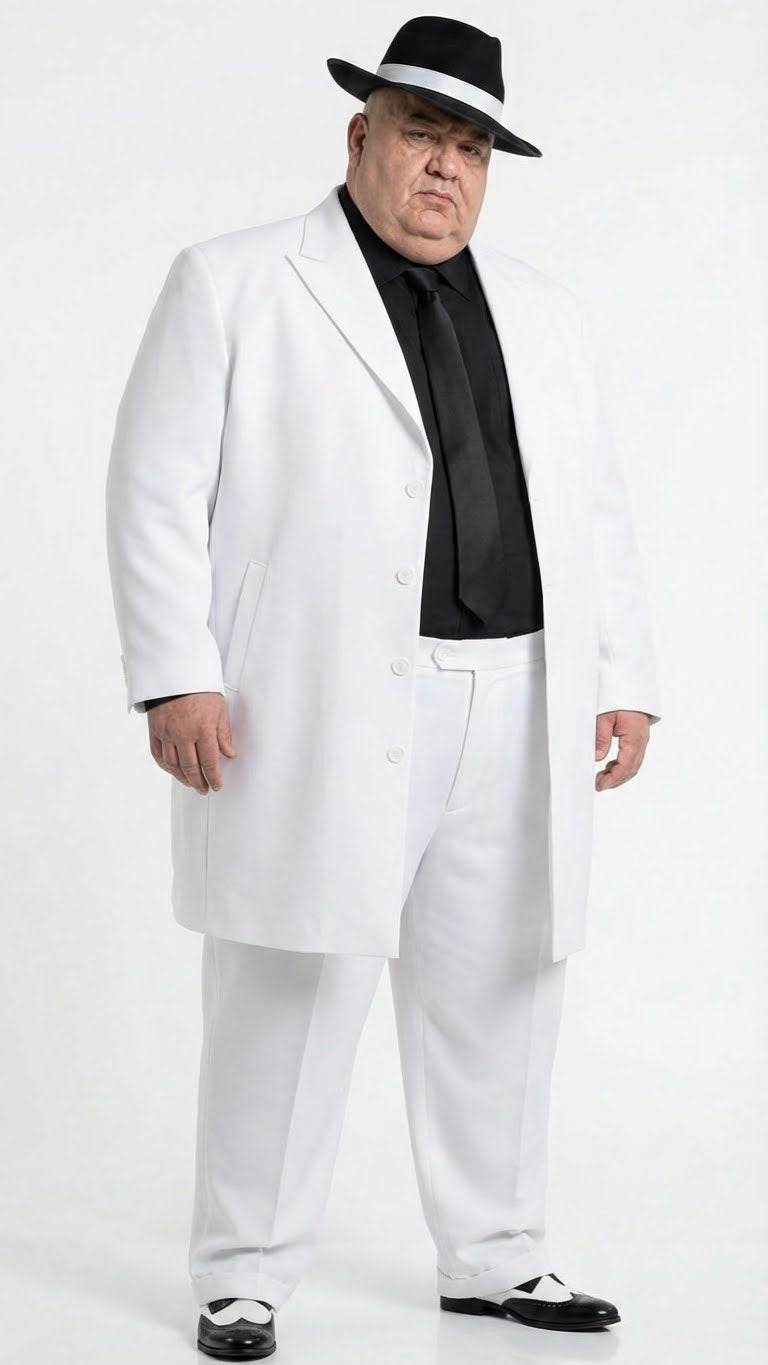 Men’s White Zoot Suit Gangster Style Outfit - White Jacket by USA Men's Outlet