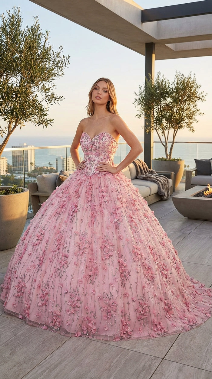 Layla K LK190 3D Floral Strapless Corset Quinceanera Ball Gown