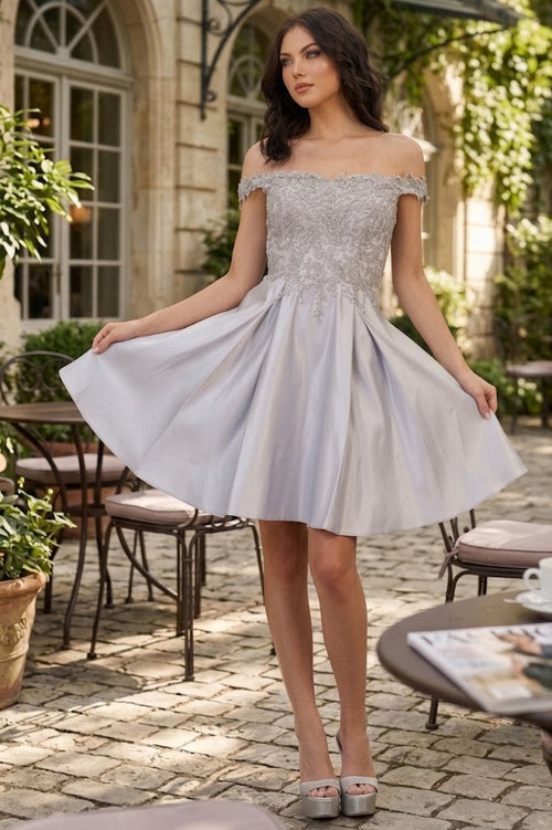dama dresses grey for Quinceanera in Mauve Style MQ1766 Quince Outfit simple grey dress