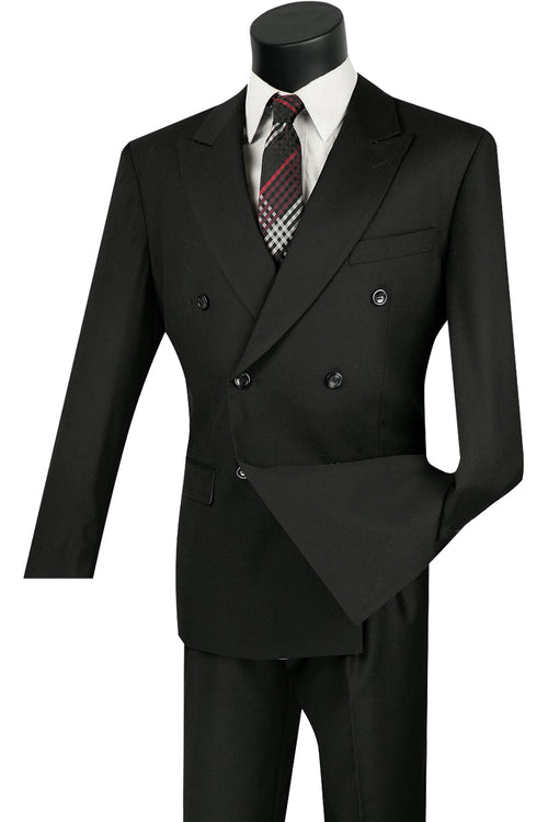 Mens Classic Wool Feel Double Breasted Suit in Brown by Vinci