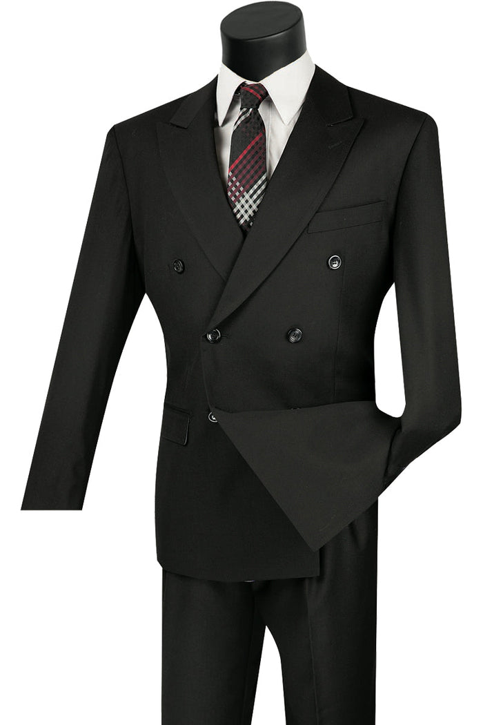 Mens Classic Wool Feel Double Breasted Suit in Brown by Vinci