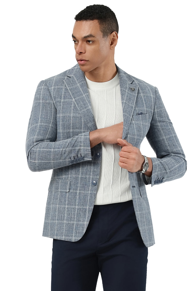 Men's Stacy Adams Modern Fit Windowpane Plaid Blazer in Light Blue – SuitUSA