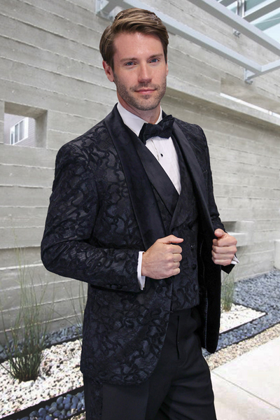 Men's Paisley Vested Tuxedo with Velvet Details