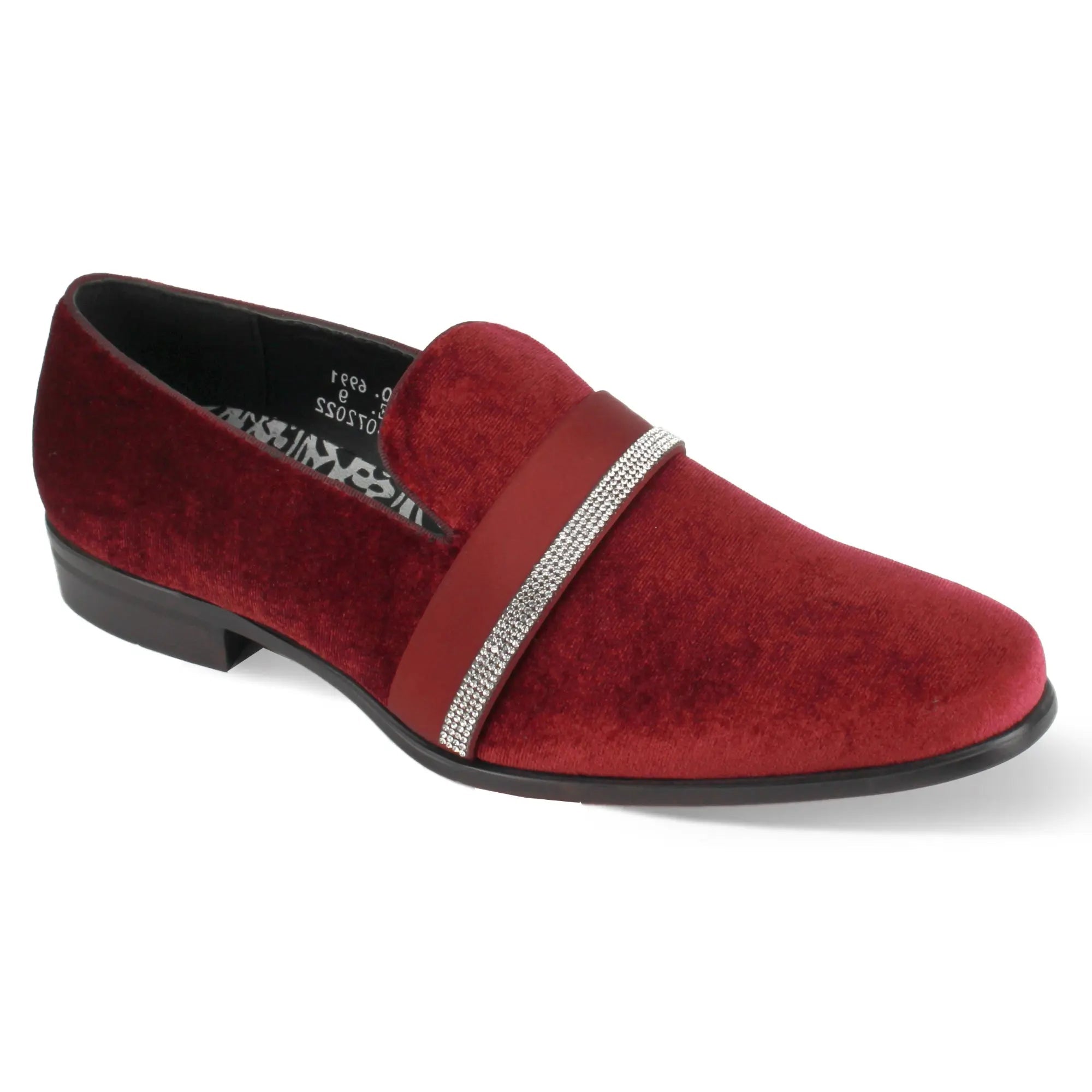 After Midnight 6991 Velvet Smoker Slip-on Dress Shoe in Burgundy #color_ Burgundy – SuitUSA