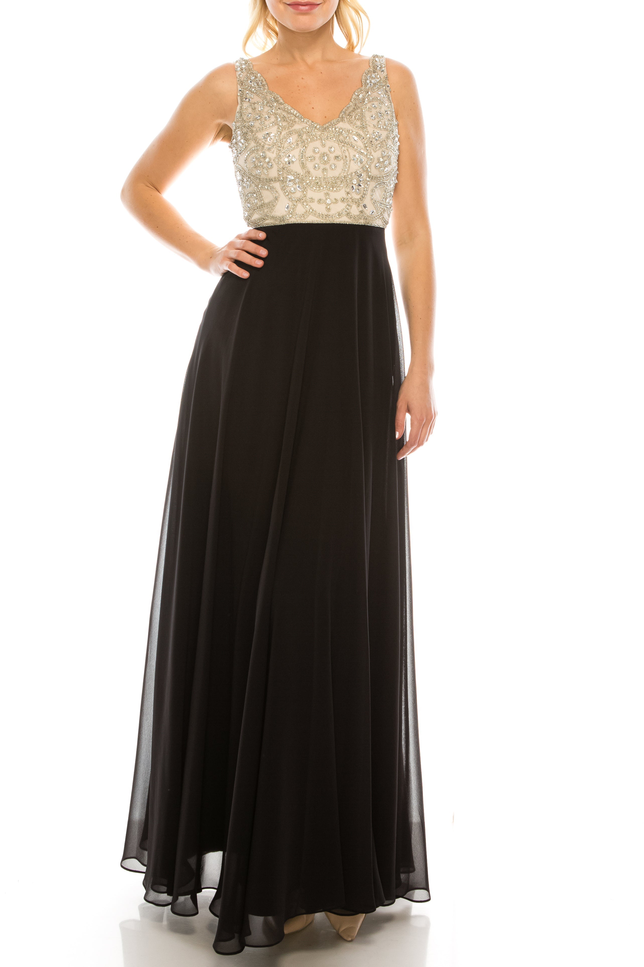 Aidan Mattox MD1E200982 Embellished Sleeveless A-Line Dress with Beade