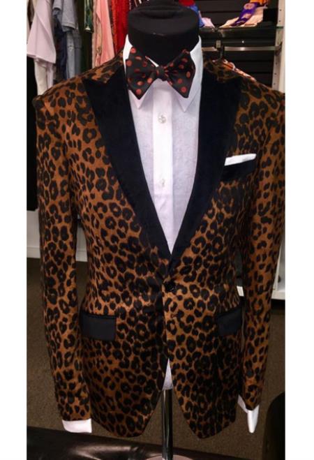 Leopard - Animal Print Leopard Blazers Print Blazer Brown ~ Coffe Color by Menssuitsatlantain