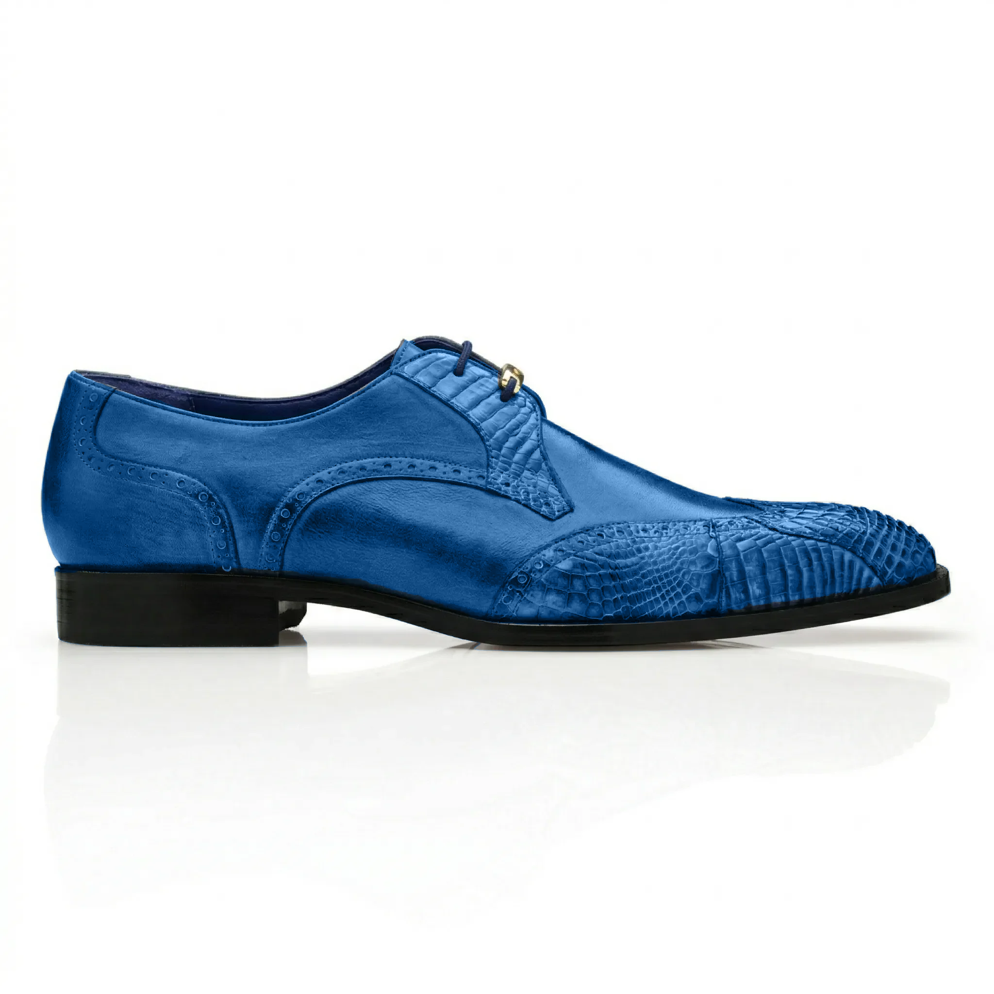 Belvedere Antonio Royal Blue Genuine Crocodile Leather Shoe – SuitUSA