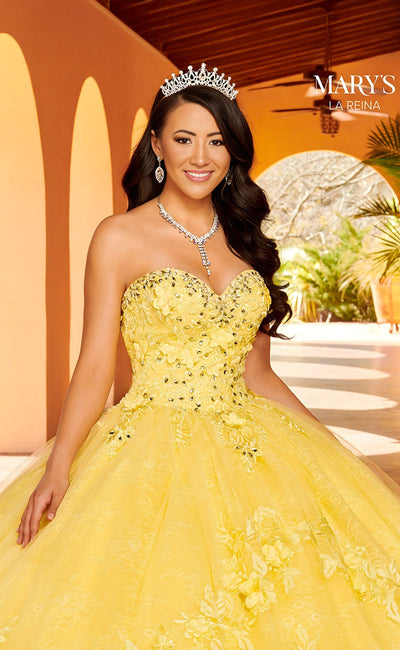 Mary's Bridal MQ2157 3D Floral Cape Quinceanera Dress