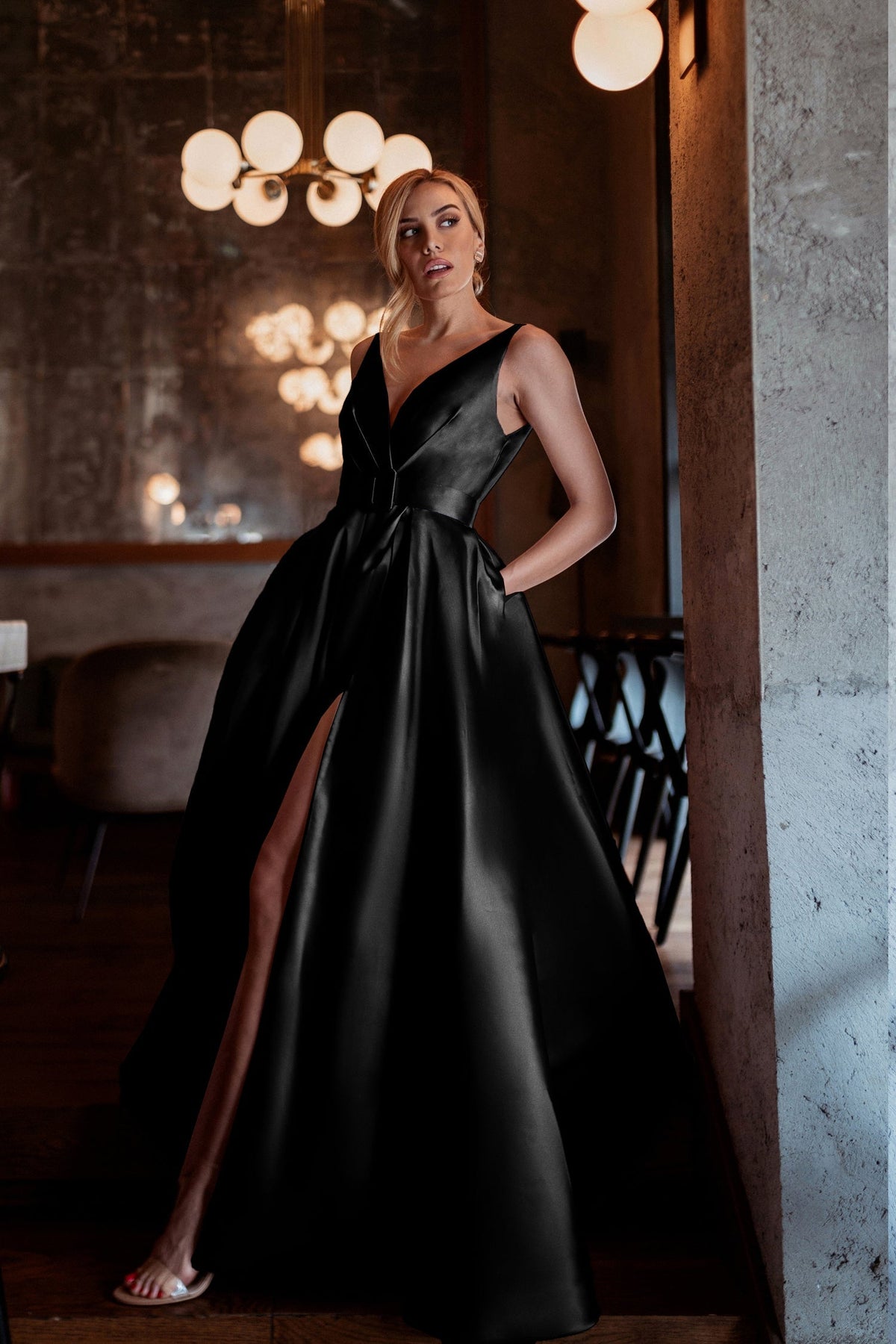 Tina Holly BB209 Prom A-Line Pockets Evening Mikado Dress