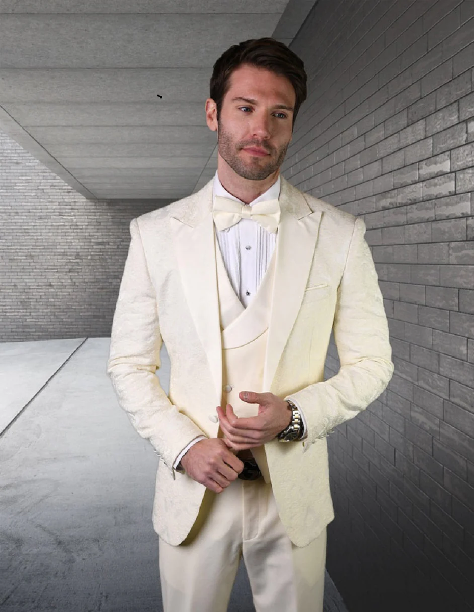White Prom Suit - White Prom Tuxedo Suits - White Wedding Tuxedo Ivory ...