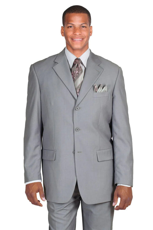 Mens Classic 3 Button Regular Fit Suit in Grey by Fortino Landiin