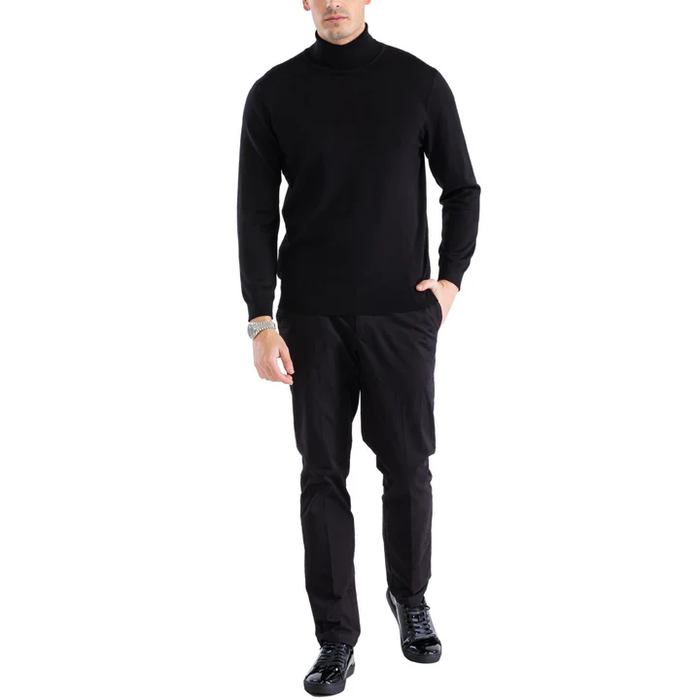 MENS BLACK PULLOVER TURTLENECK SWEATER USA Men's Outlet