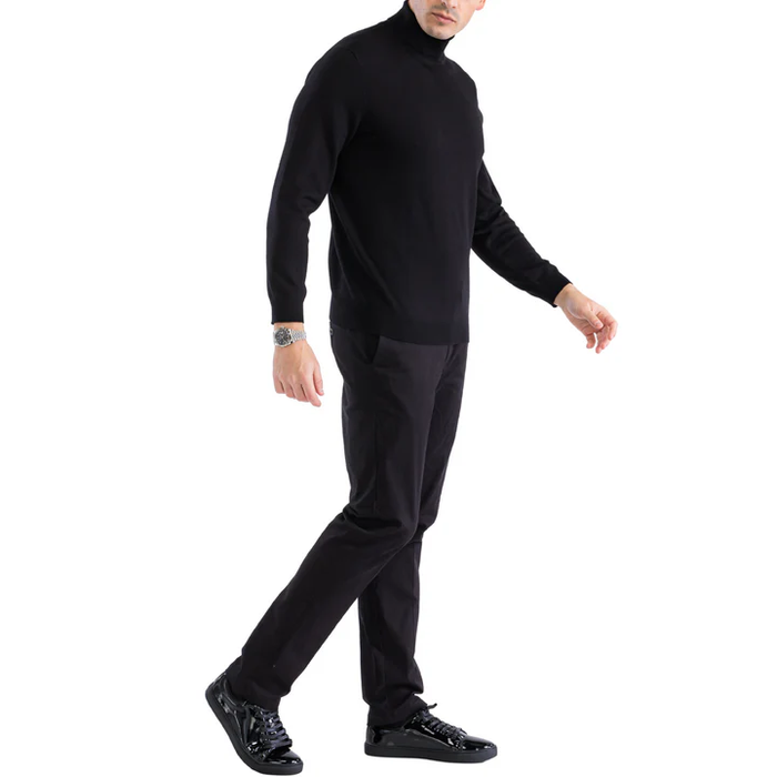 MENS BLACK PULLOVER TURTLENECK SWEATER USA Men's Outlet