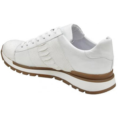 Blake White Genuine Ostrich Leg Soft Calf Casual Sneakers by Belvedere Shoes