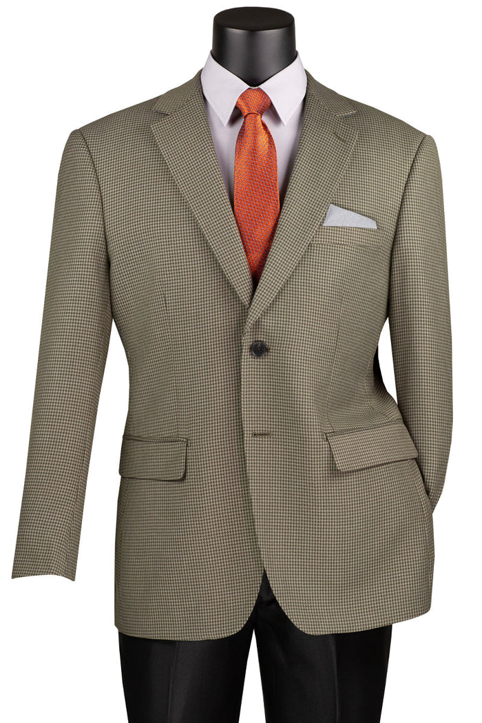 Men's Two Button Modern Fit Sport Coat Blazer in Olive Green Houndstooth by USA Men's Outlet