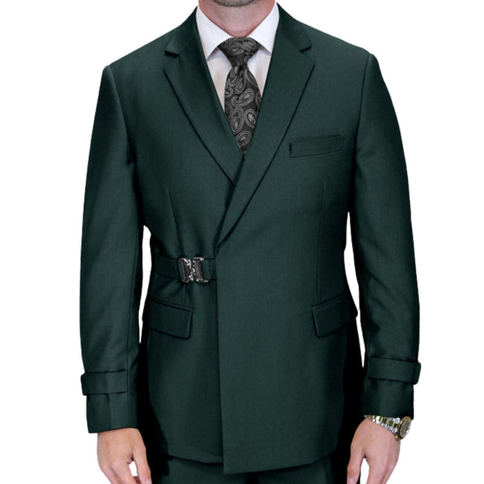 Men’s 2 Piece Modern Fit Buckle Suit - Hunter Green