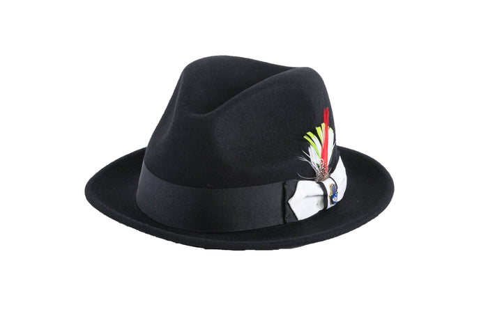 Black & White Brooks Trilby 100% Australian Wool Crushable Hat by Ferrecci