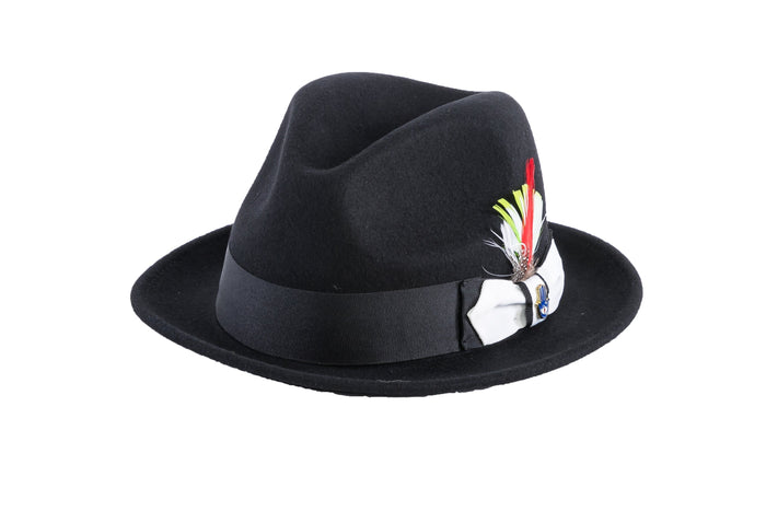 Black & White Brooks Trilby 100% Australian Wool Crushable Hat by Ferrecci