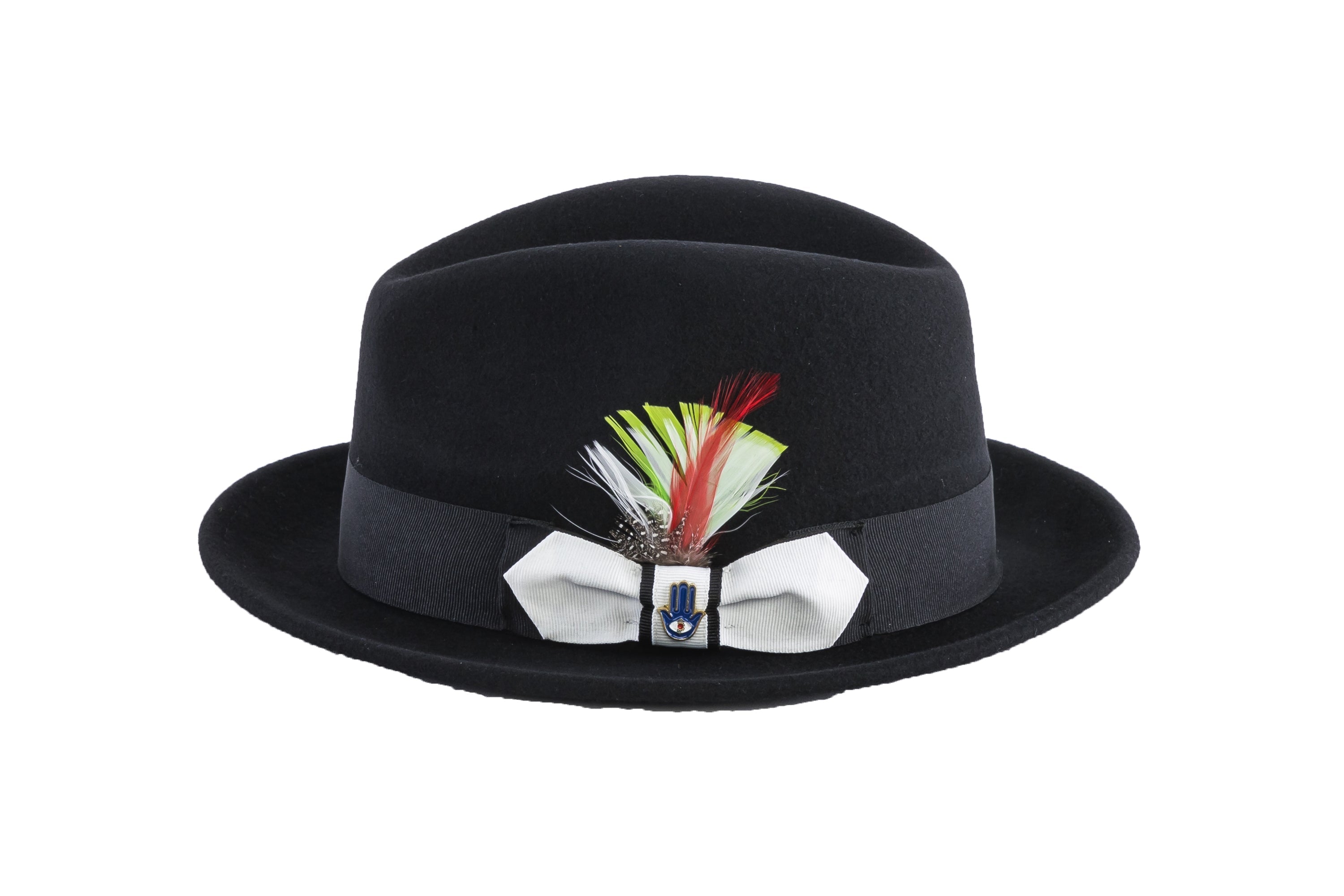 Black & White Brooks Trilby 100% Australian Wool Crushable Hat by Ferrecci