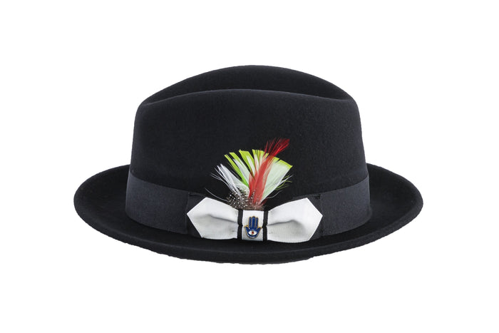 Black & White Brooks Trilby 100% Australian Wool Crushable Hat by Ferrecci