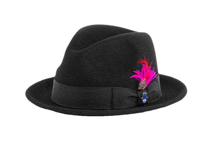 Black Brooks Trilby 100% Australian Wool Crushable Hat by Ferrecci