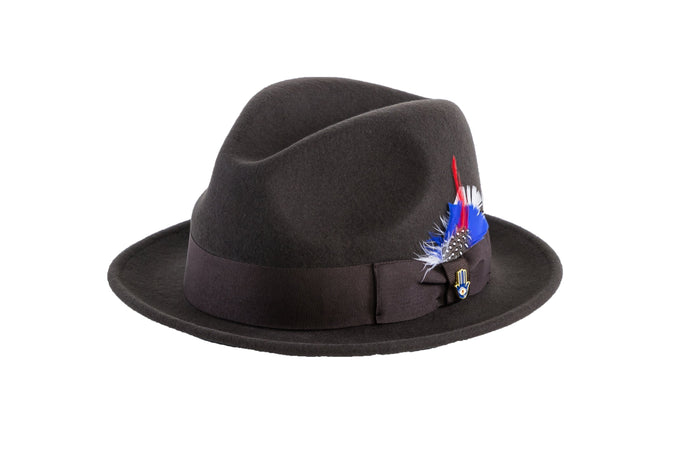Brown Brooks Trilby 100% Australian Wool Felt Crushable Hat by Ferrecci