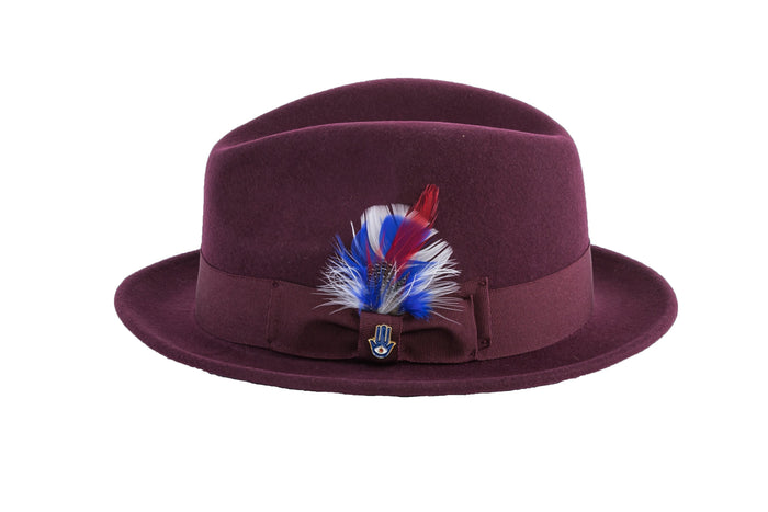 Burgundy Brooks Trilby 100% Australian Wool Felt Crushable Hat by Ferrecci