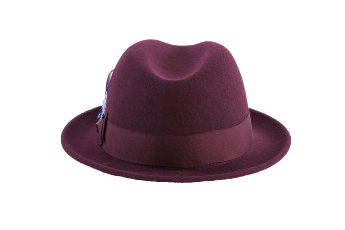 Burgundy Brooks Trilby 100% Australian Wool Felt Crushable Hat by Ferrecci