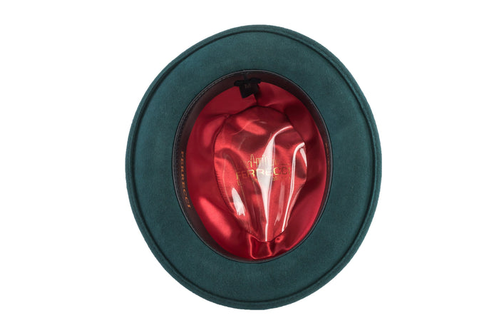 Hunter Green Brooks Trilby 100% Australian Wool Crushable Hat by Ferrecci