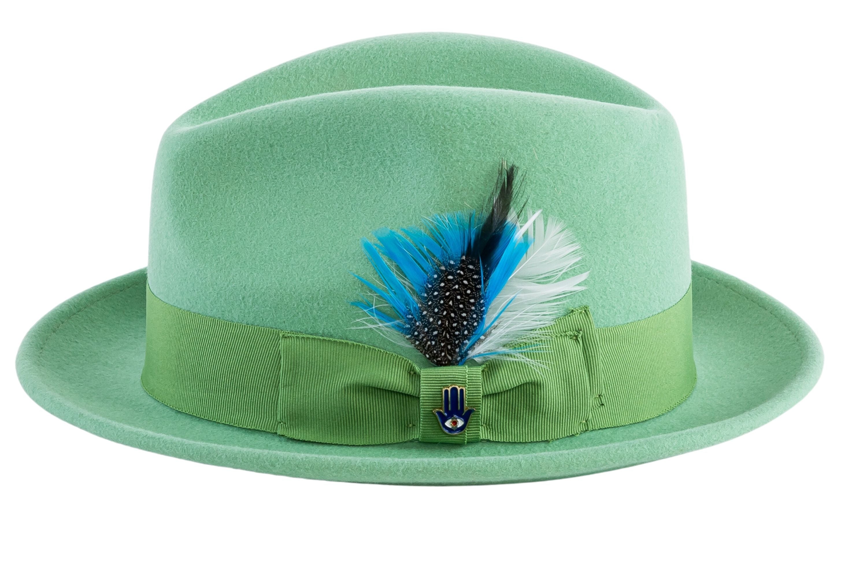 Lime Green Brooks Trilby 100% Australian Wool Felt Hat by Ferrecci