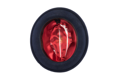 Navy Blue Brooks Trilby 100% Australian Wool Crushable Hat by Ferrecci