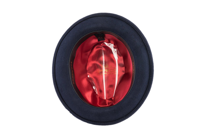 Navy Blue Brooks Trilby 100% Australian Wool Crushable Hat by Ferrecci