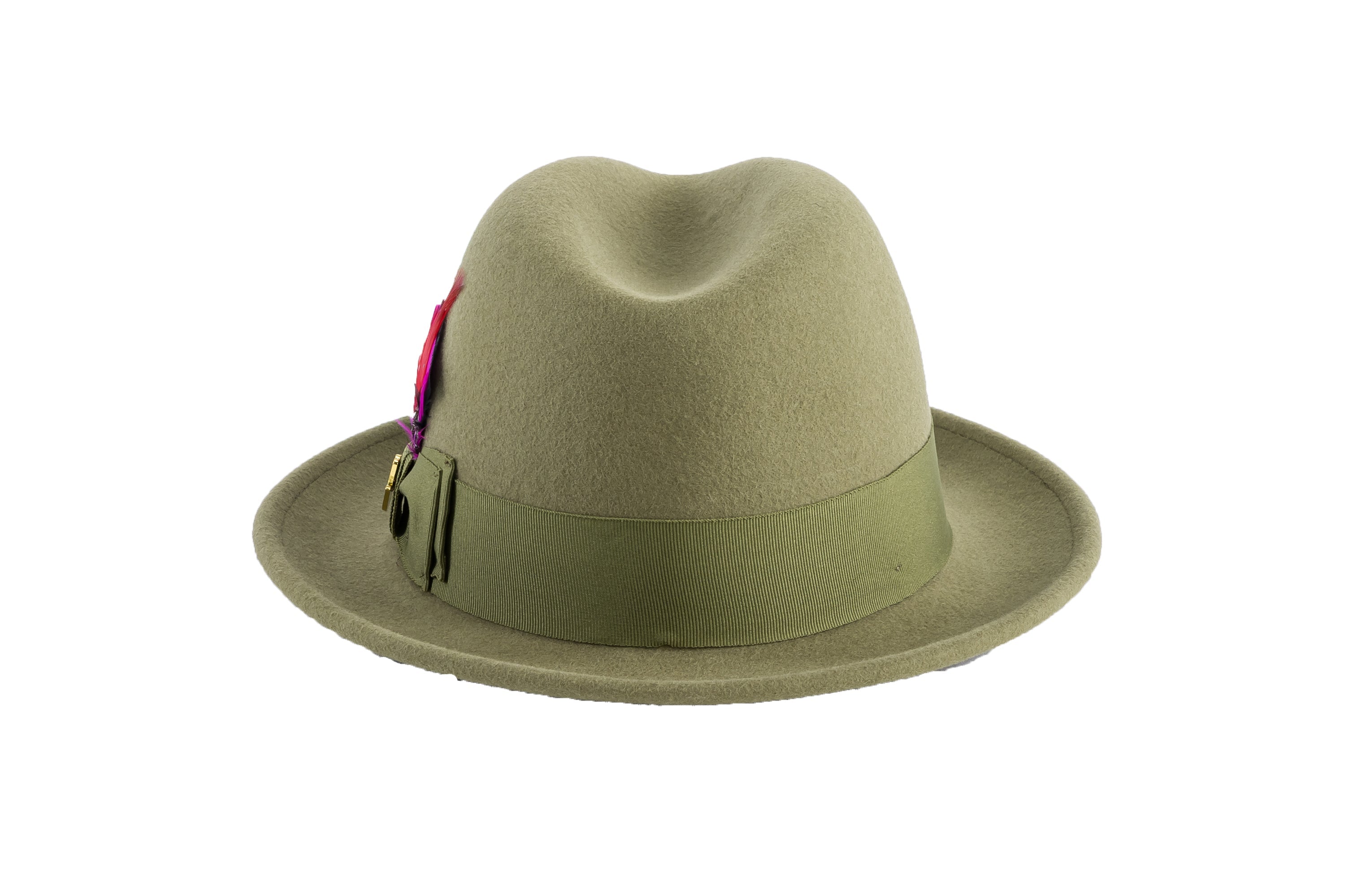 Olive Green Brooks Trilby 100% Australian Wool Felt Crushable Hat by Ferrecci