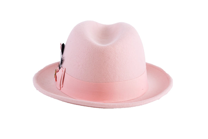 Pink Brooks Trilby 100% Australian Wool Felt Crushable Hat by Ferrecci