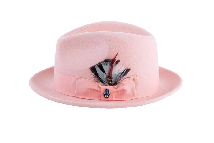 Pink Brooks Trilby 100% Australian Wool Felt Crushable Hat by Ferrecci