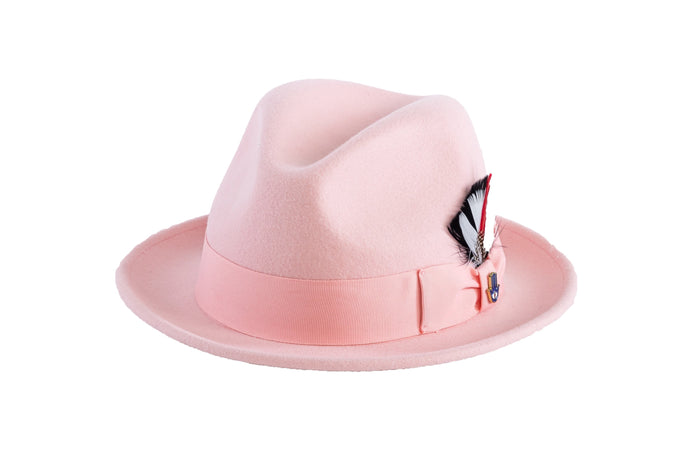 Pink Brooks Trilby 100% Australian Wool Felt Crushable Hat by Ferrecci