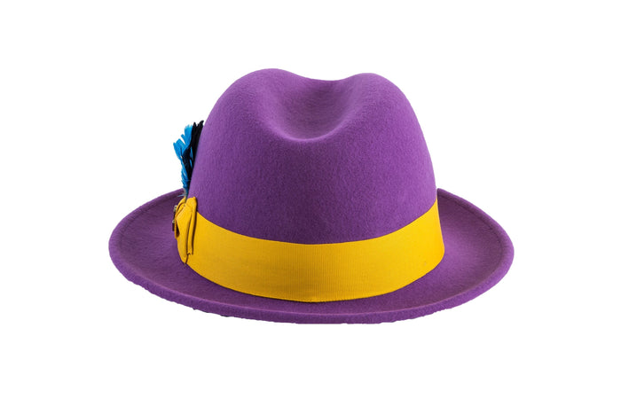 Purple Brooks Trilby 100% Australian Wool Felt Crushable Hat by Ferrecci