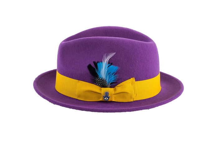 Purple Brooks Trilby 100% Australian Wool Felt Crushable Hat by Ferrecci