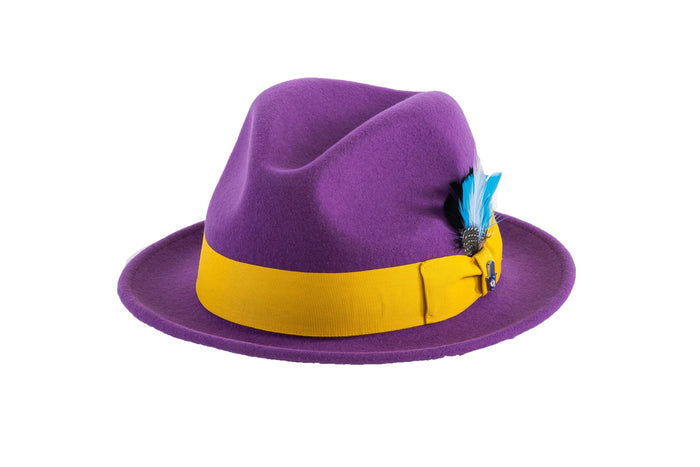 Purple Brooks Trilby 100% Australian Wool Felt Crushable Hat by Ferrecci